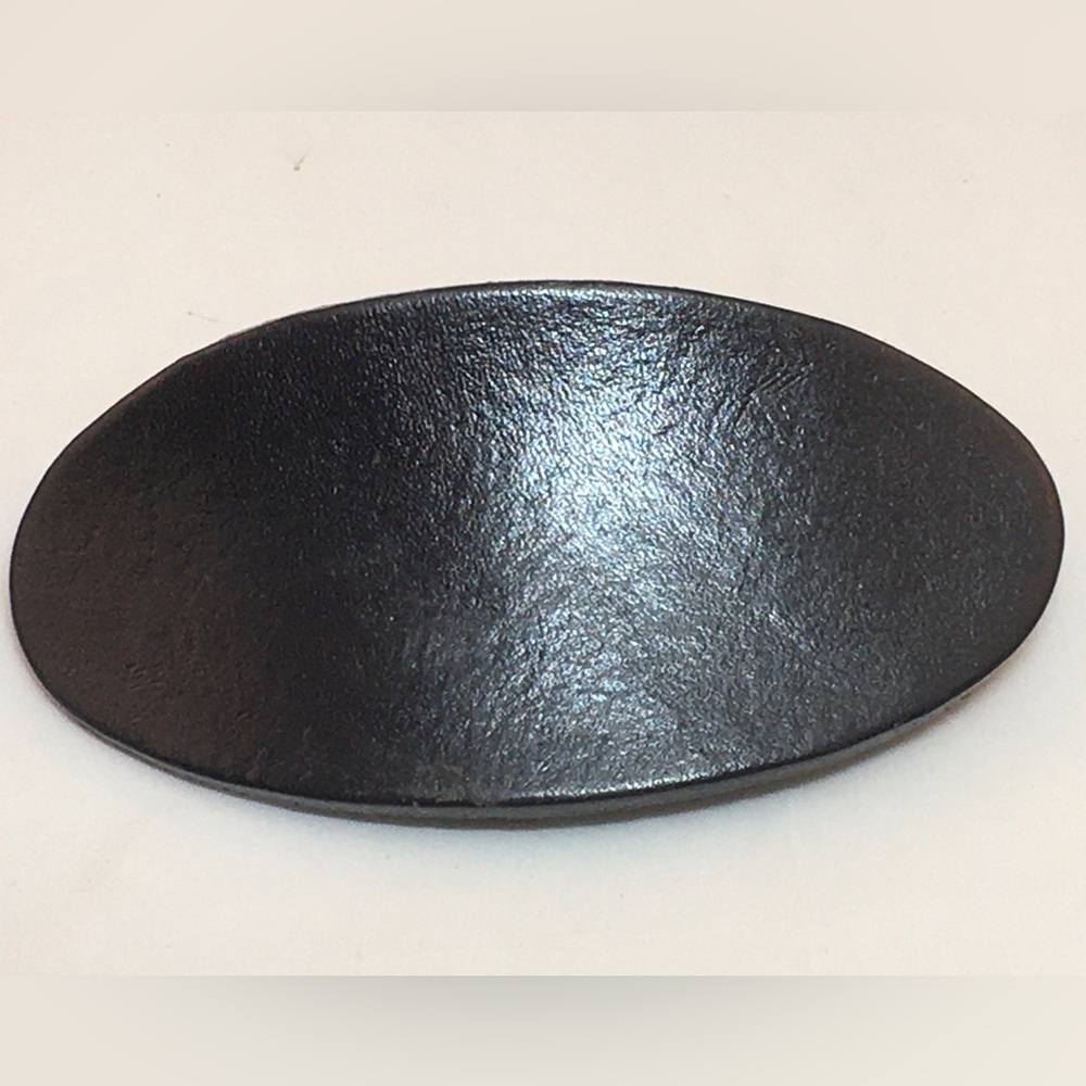 Black Oval Leather Barrette